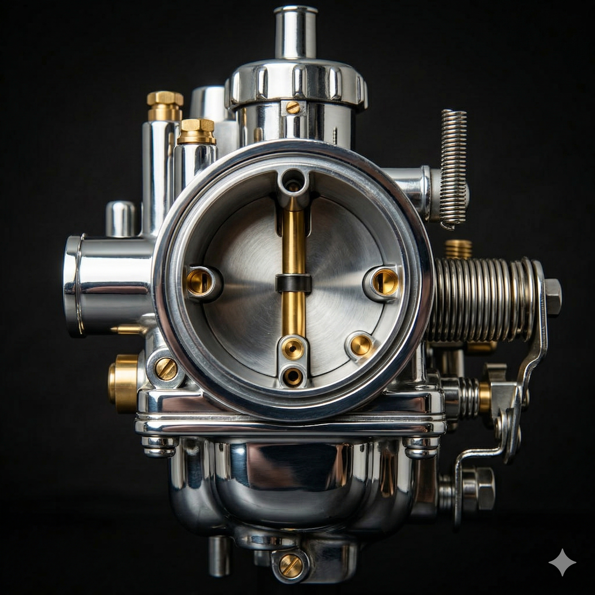 Carburetor after Alamilla's precision rebuild — clean, polished, bench tested
