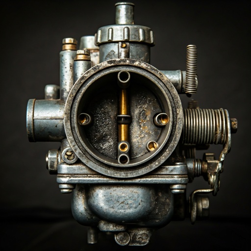 Carburetor before rebuild — dirty, carbon-fouled, neglected unit